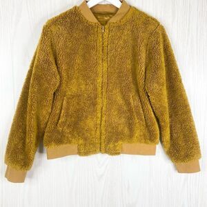 J. Crew Sherpa Bomber Jacket Gold Womens Size Small
